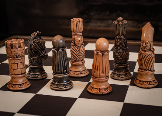 Made to order – Chess set, Victorian design in mahogany and black. BOARD NOT INCULDED