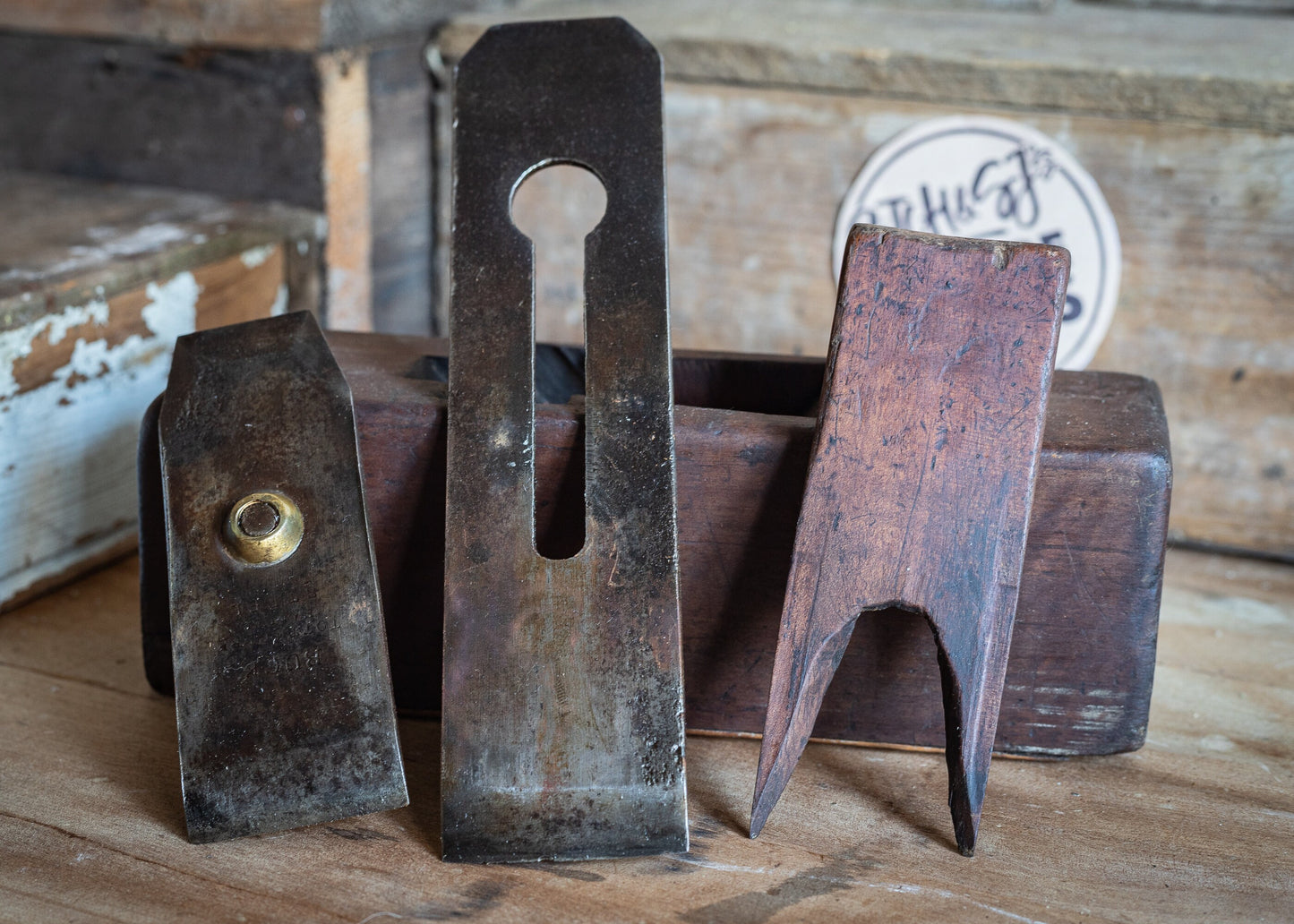 Vintage 8" Wooden smothing plane, with 1 3/4" Thos. Ibbotson blade and Buck chip breaker.