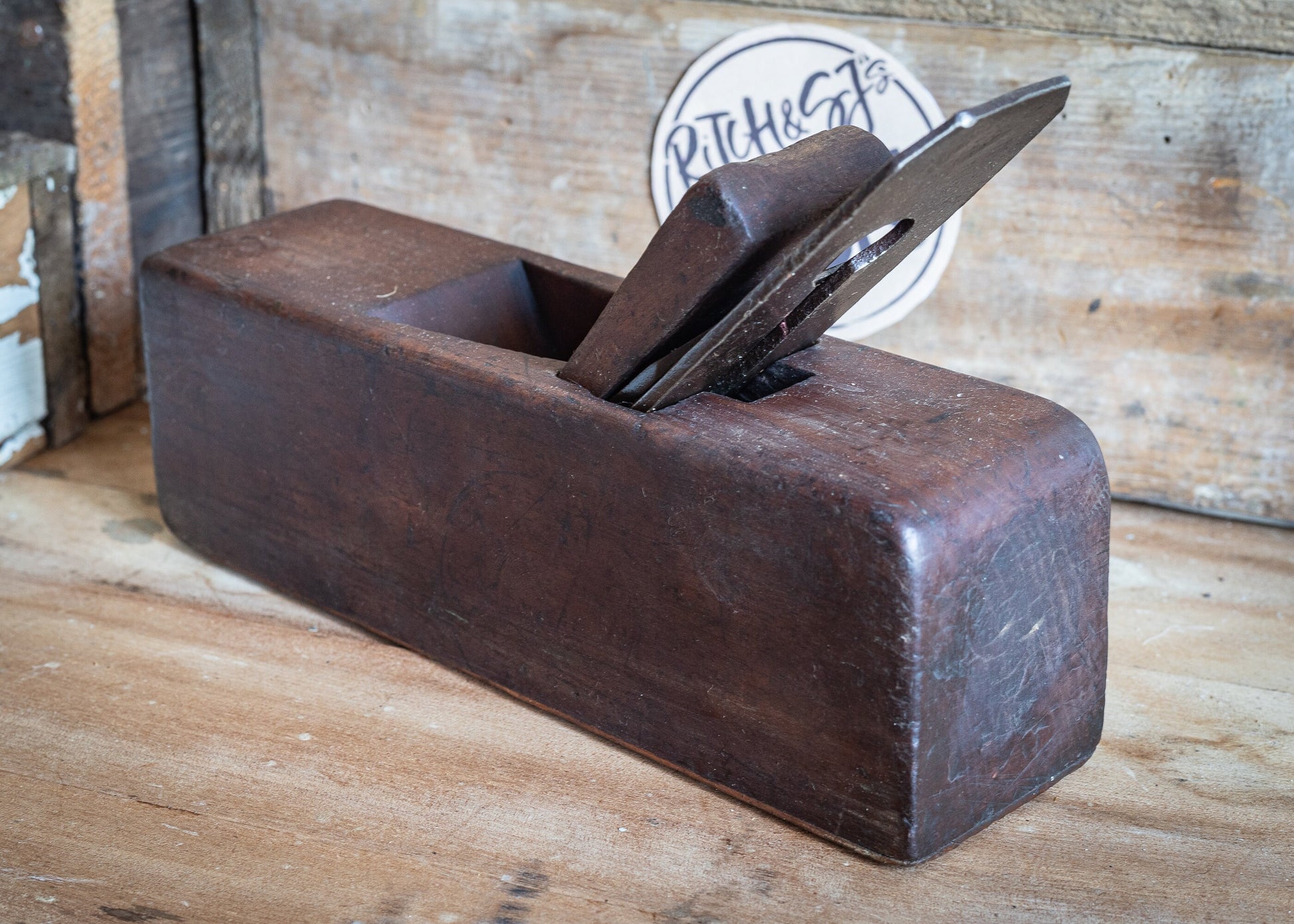 Vintage 8" Wooden smothing plane, with 1 3/4" Thos. Ibbotson blade and Buck chip breaker.