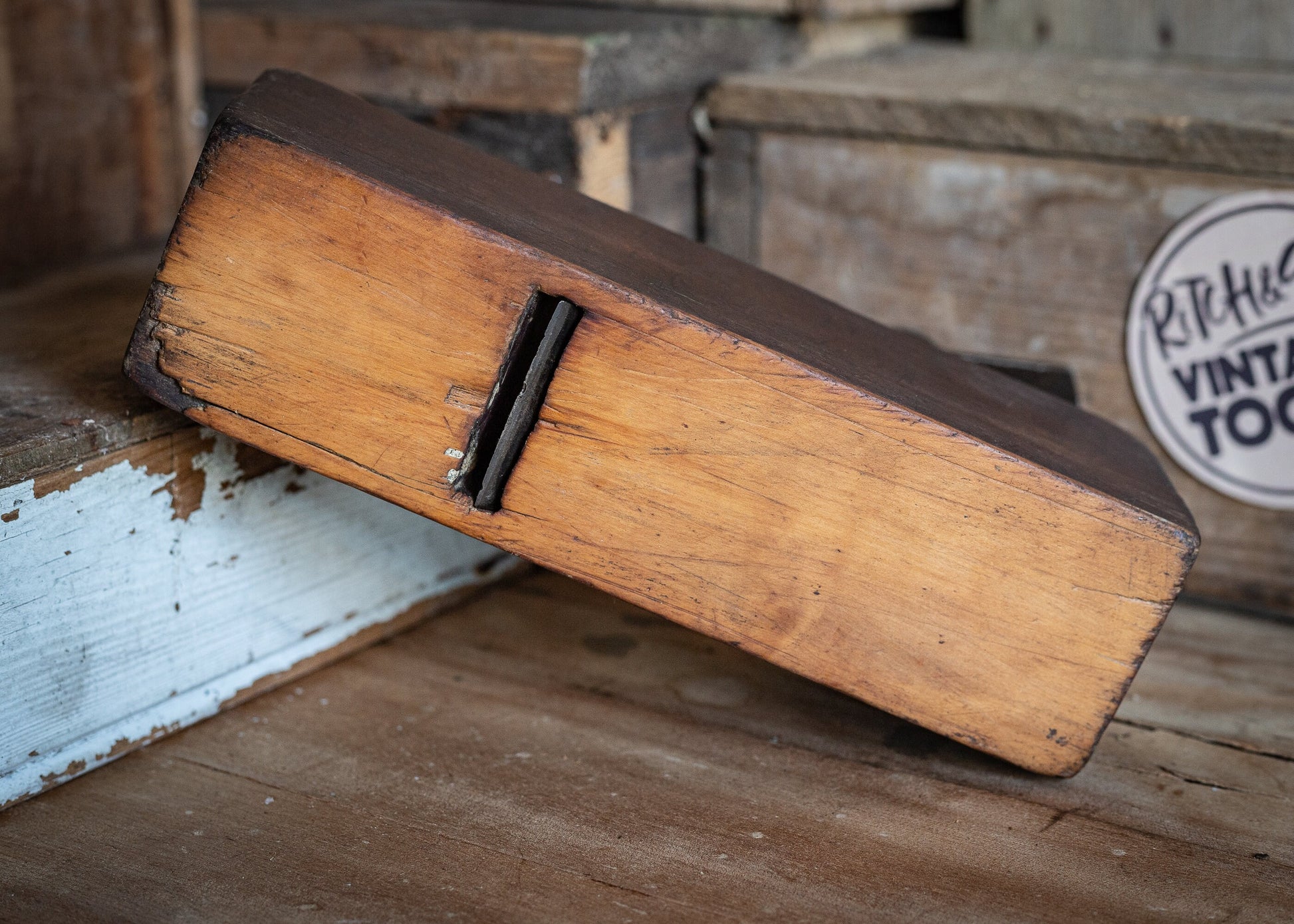 Vintage 8" Wooden smothing plane, with 1 3/4" Thos. Ibbotson blade and Buck chip breaker.