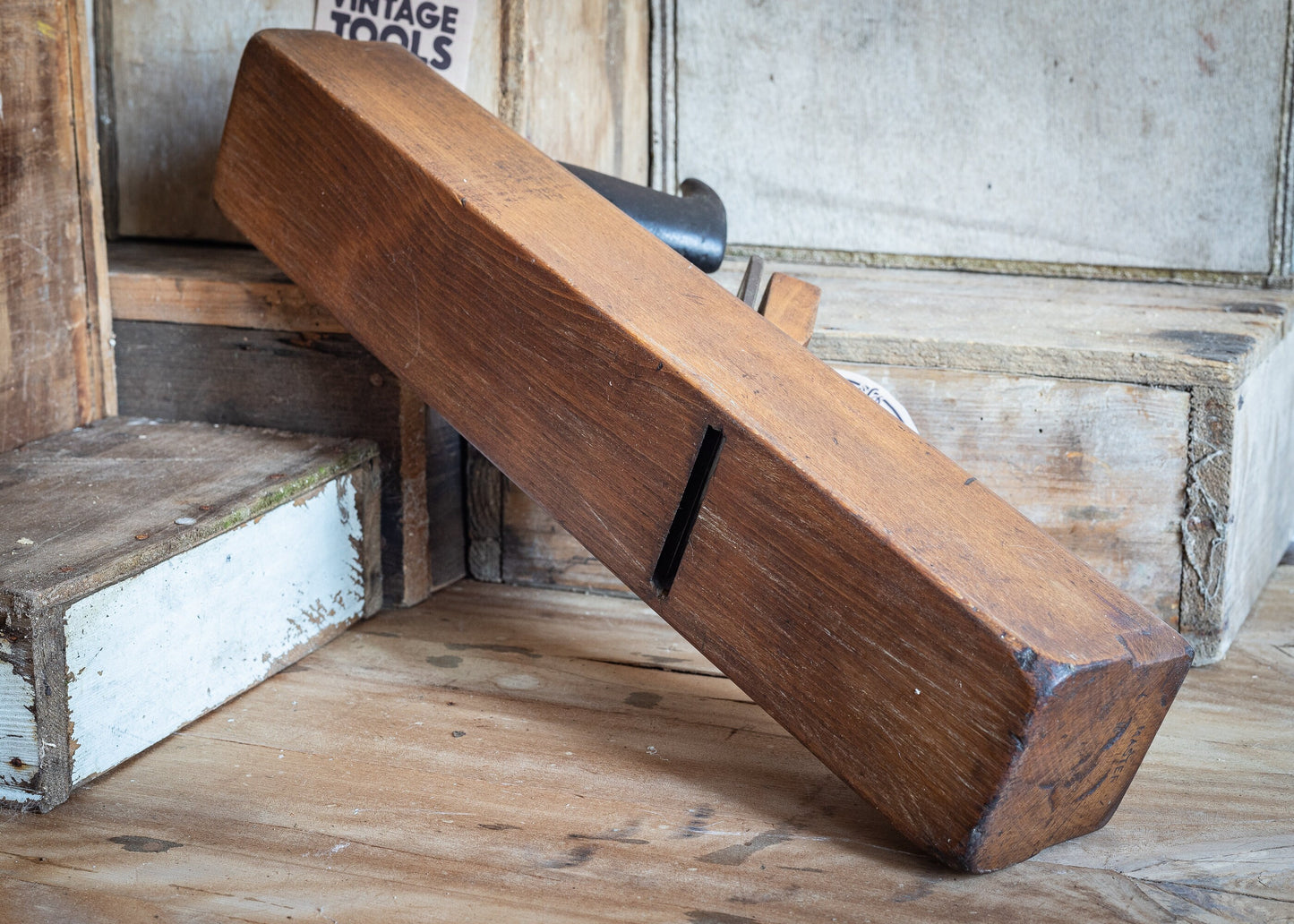 Vintage 17" wooden jack / fore plane, with 2 1/4" W. Marples & Sons blade and Thos Ibbotson chip breaker.