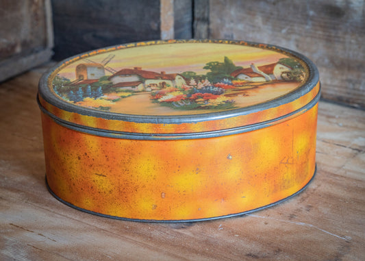 Vintage Watwough & Son, oval biscuit tin. Antique, collectable and rare tins.