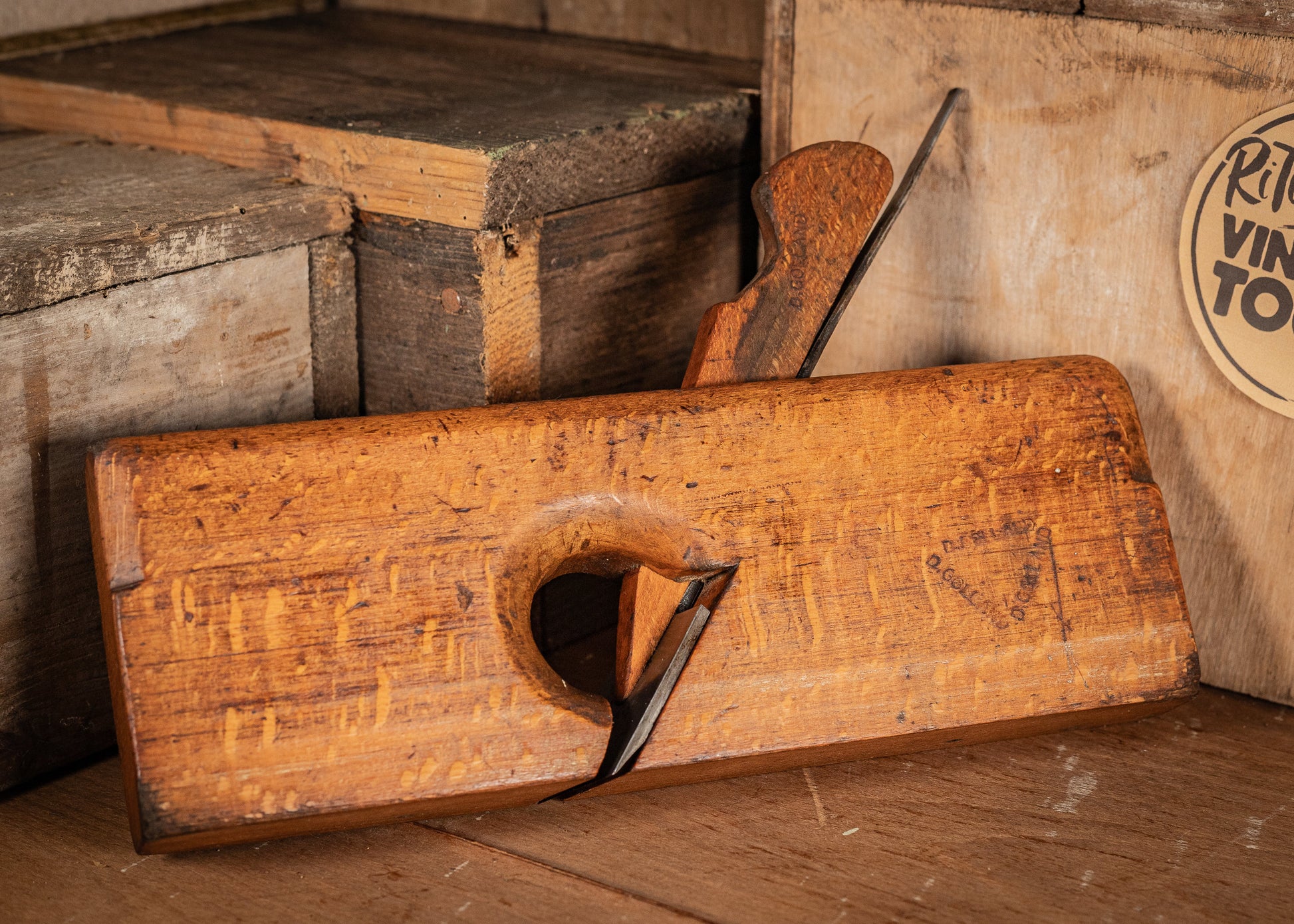 Vintage Wooden 1 1/4" skew, rebate or rabbit plane, by Onions & Co. Floodgate, Birmingham