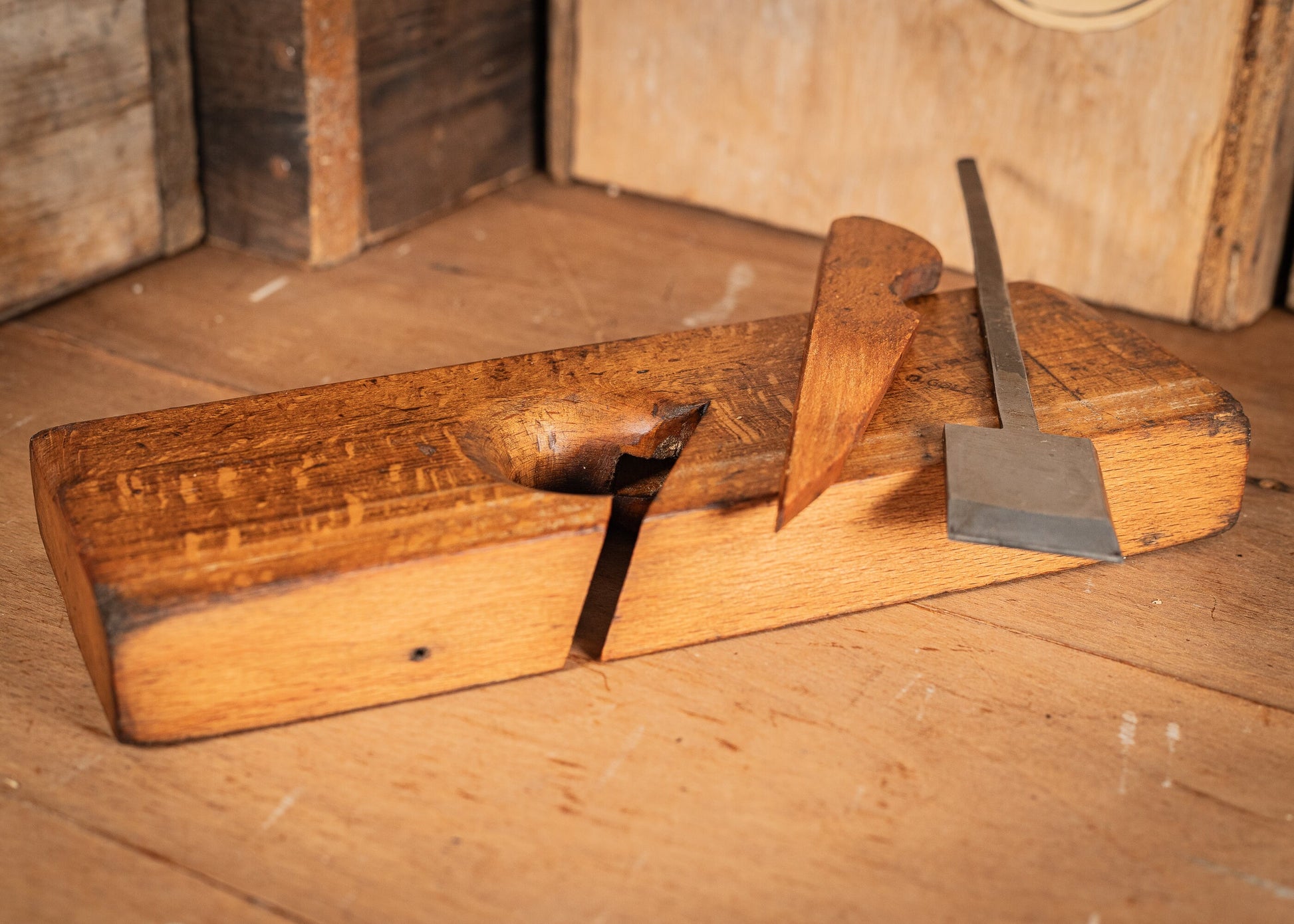 Vintage Wooden 1 1/4" skew, rebate or rabbit plane, by Onions & Co. Floodgate, Birmingham