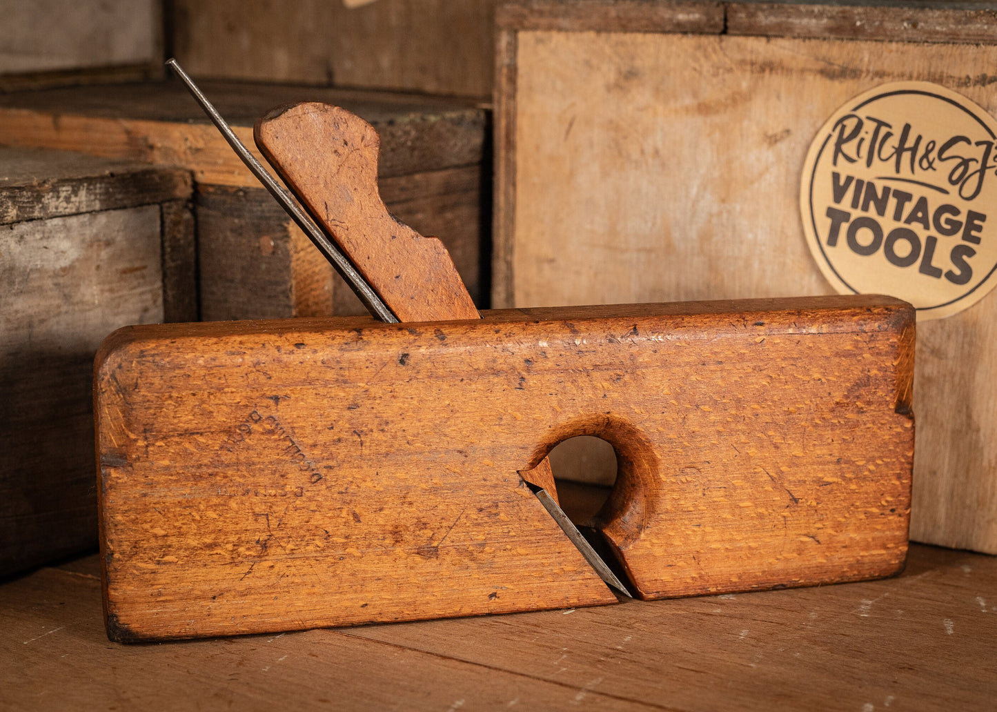 Vintage Wooden 1 1/4" skew, rebate or rabbit plane, by Onions & Co. Floodgate, Birmingham