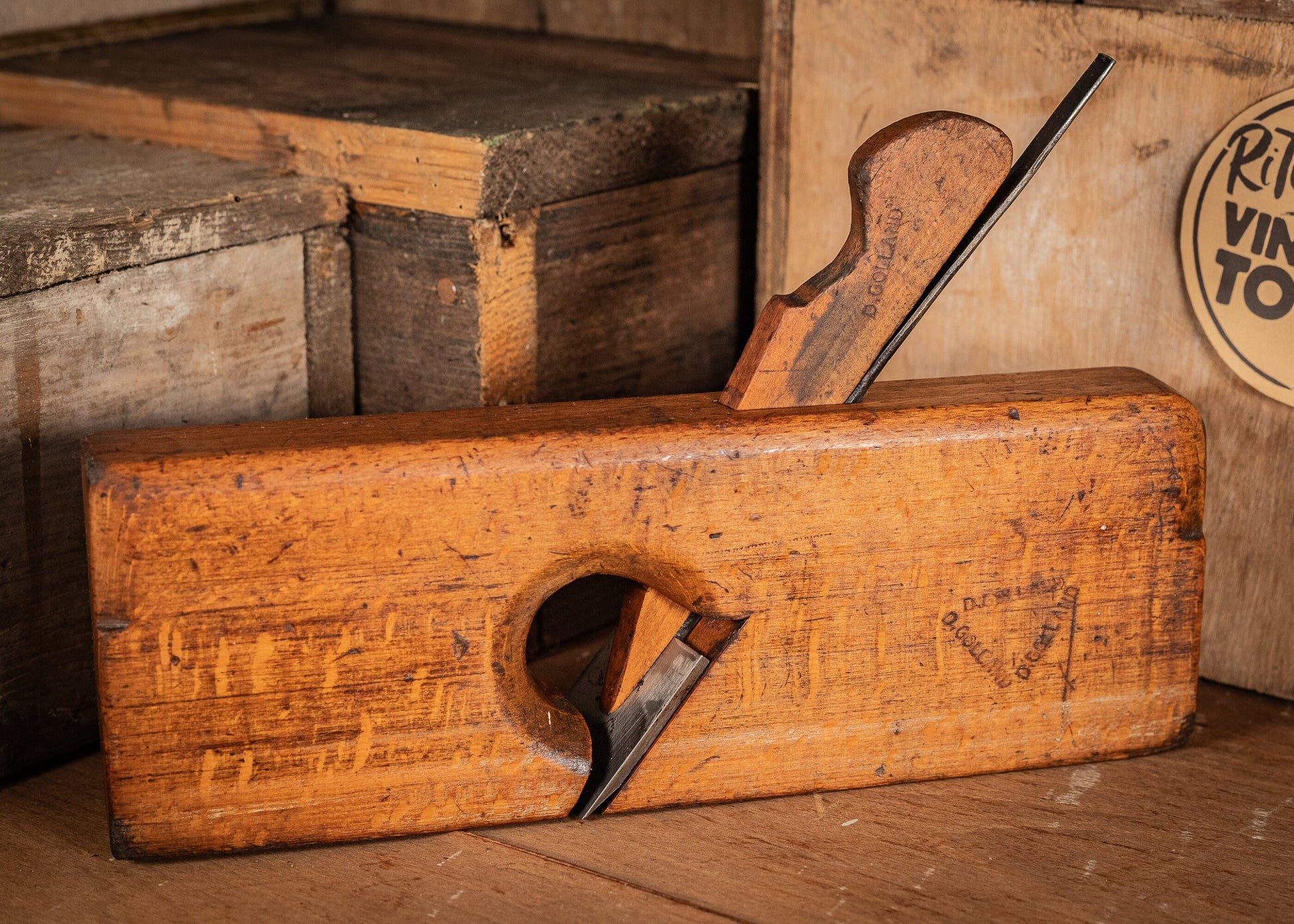 Vintage Wooden 1 1/4" skew, rebate or rabbit plane, by Onions & Co. Floodgate, Birmingham