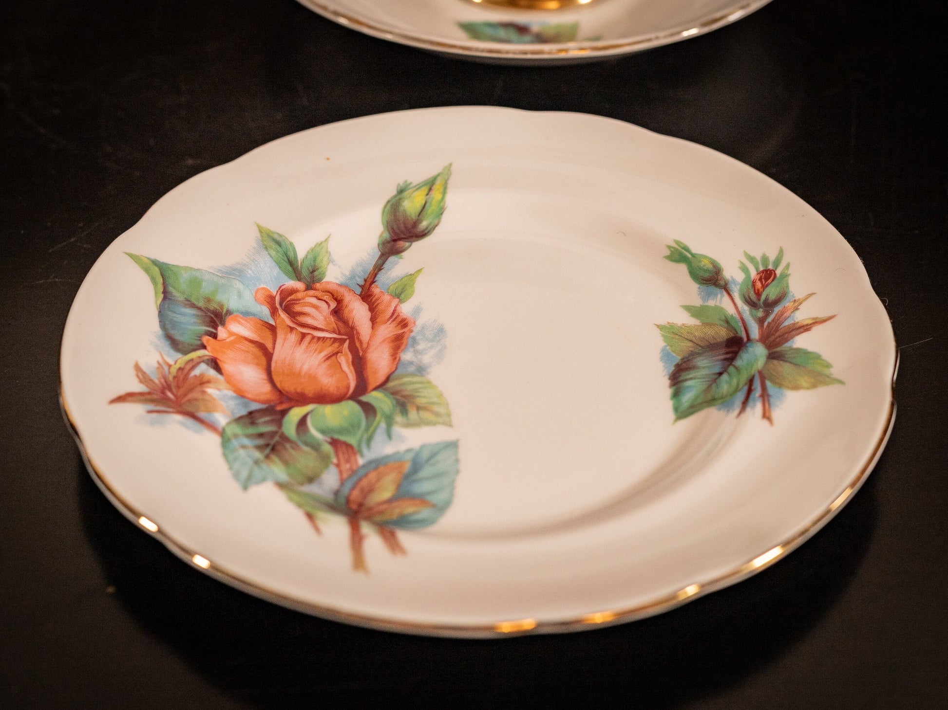 Stunning Vintage Paragon China trio, in the 'Authentic World Famous Wheatcroft Roses - Rendezvous, by Henry Wheatcroft'