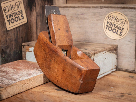 Vintage Wooden 7 1/2", compass plane by King & Company, Hull, with 2" James Howarth blade and chip breaker.