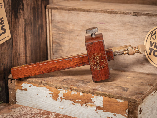 Vintage William Marples & Sons, Shamrock brand, 6 1/2" Mortice Gauge, in rosewood and brass